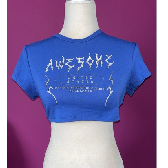 NWT Shein ICON slogan graphic crop top - Picture 4 of 6